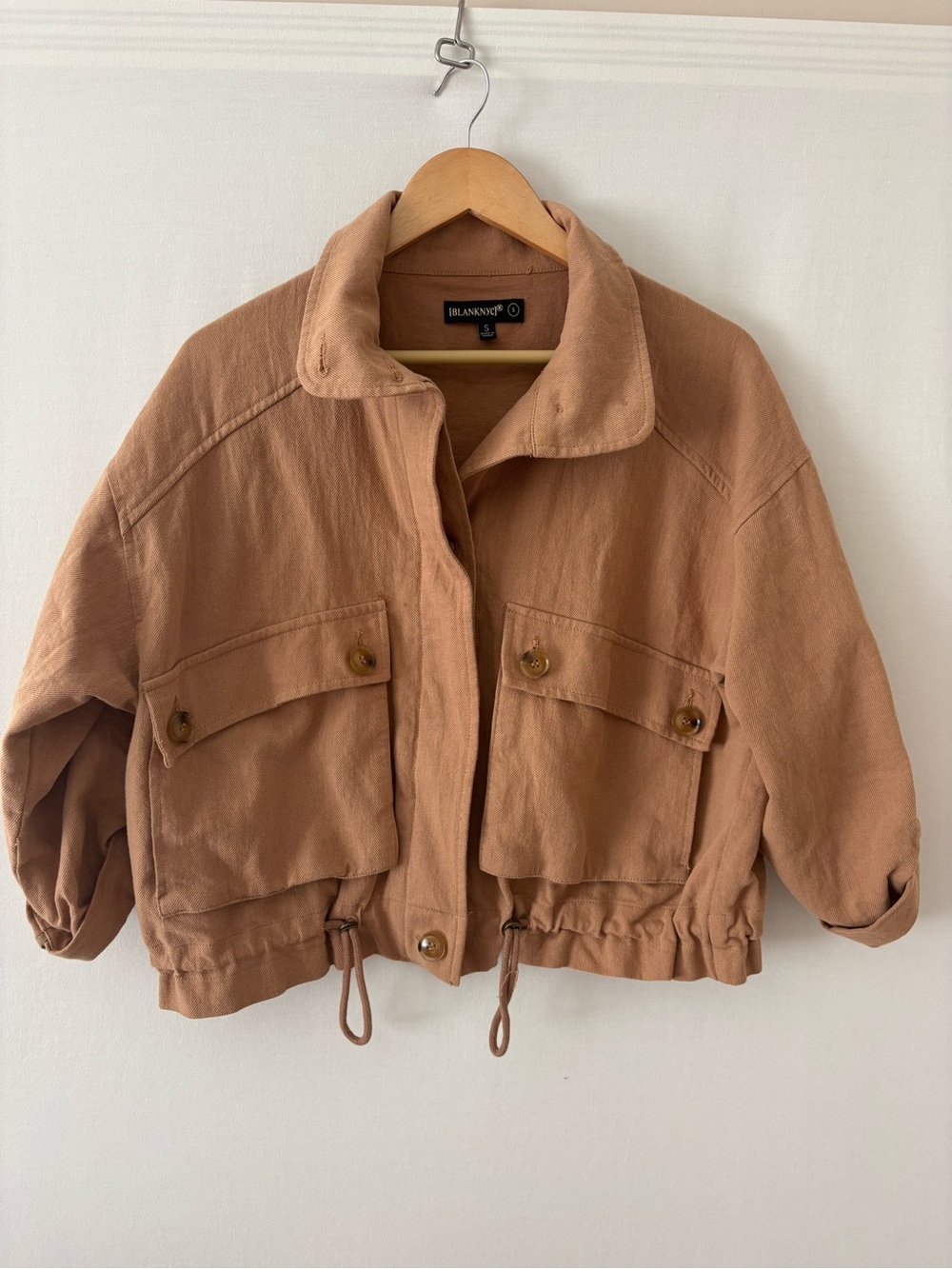 Blank NYC Cropped Utility Jacket in Tan Brown
